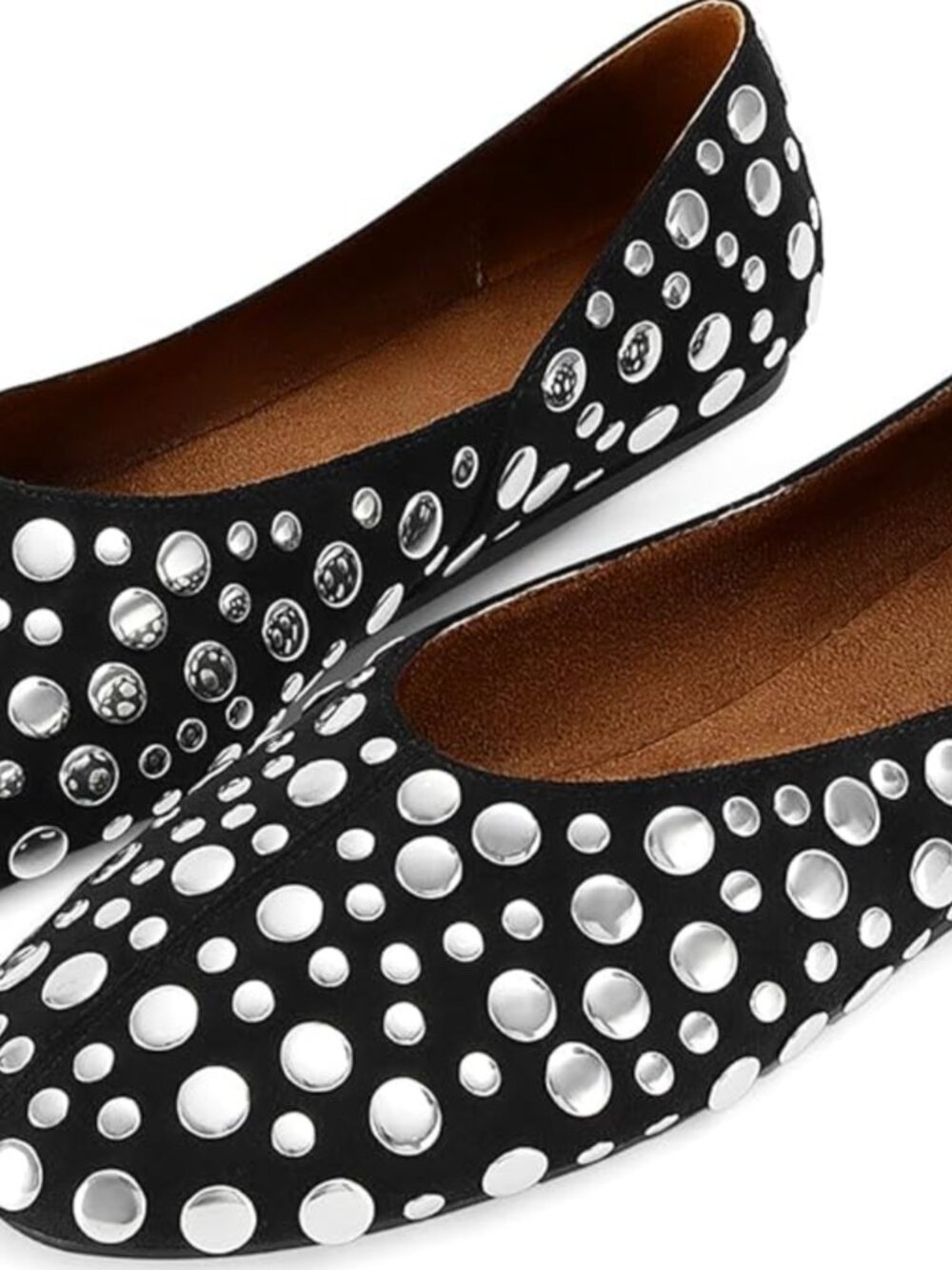 Black Studded Women's Slip-On Flats